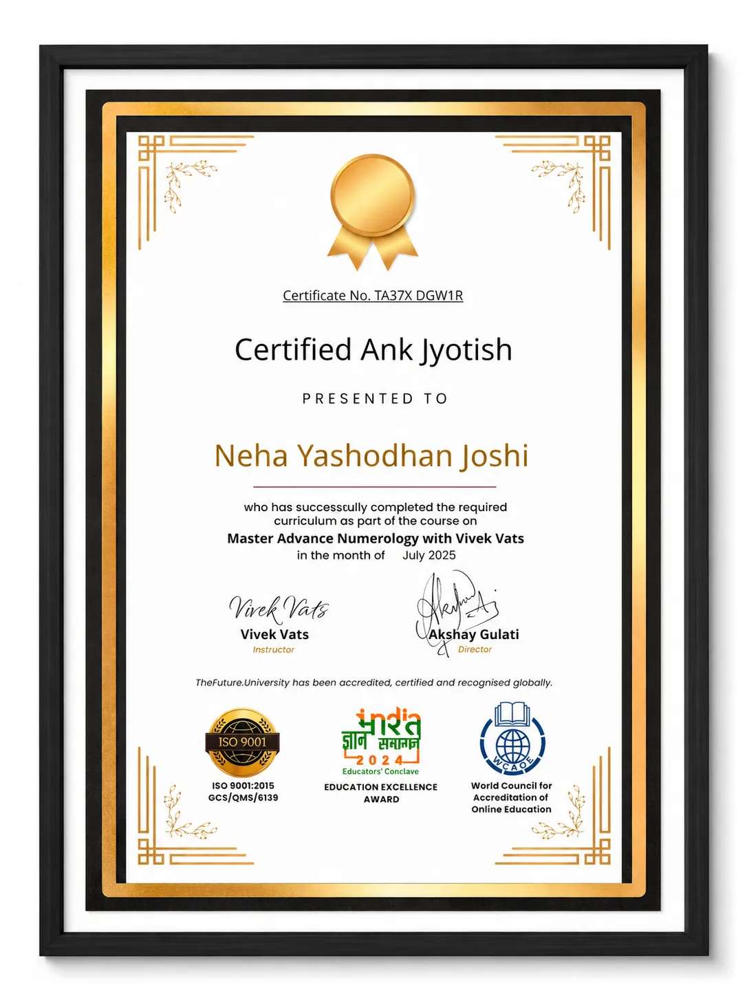 Certificate — Neha Joshi