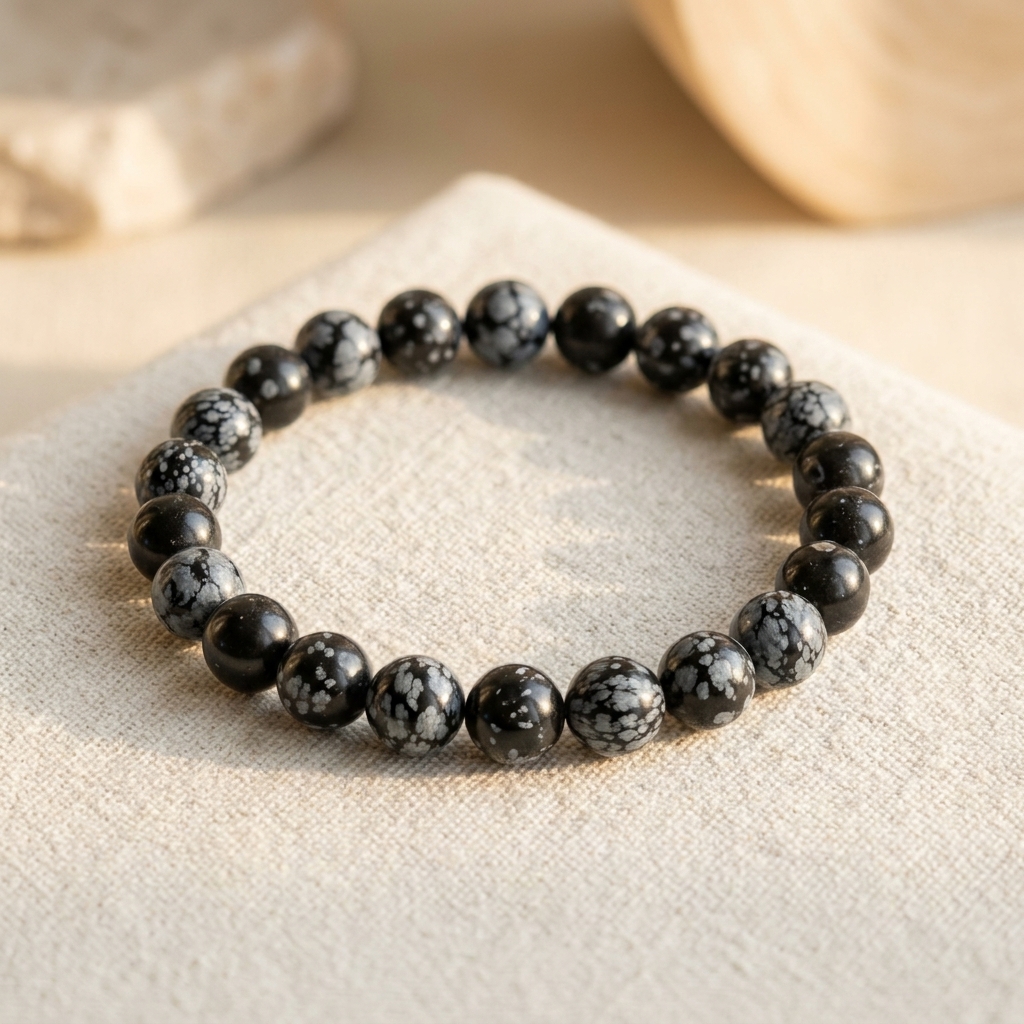 Snowflake Obsidian Bracelet