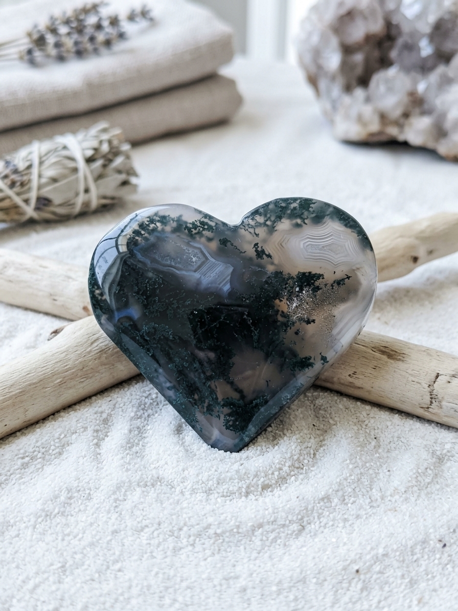 Moss Agate Heart